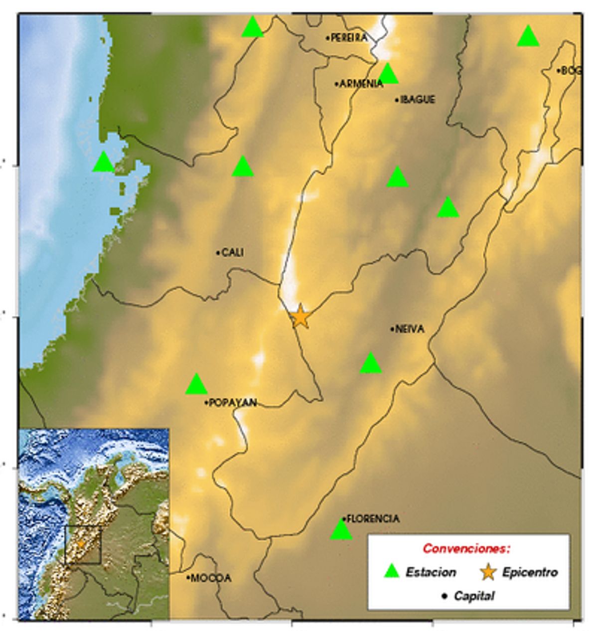 Sismos en el sur y occidente de Colombia