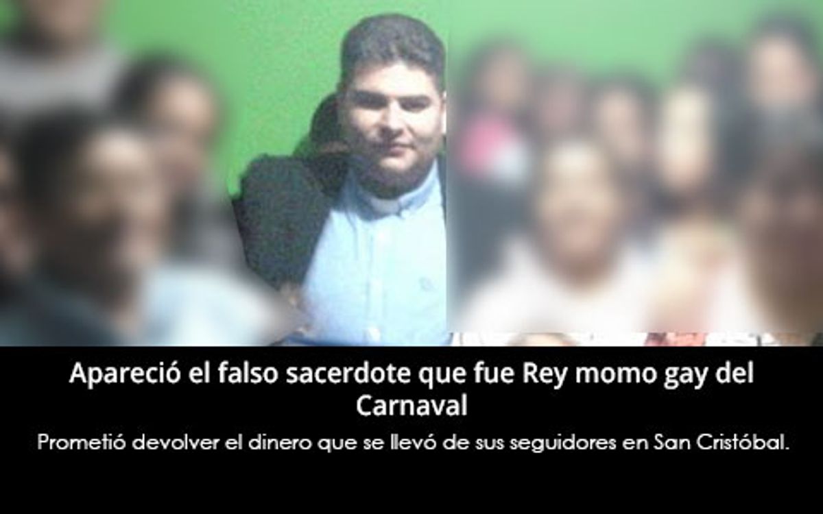 Rey momo gay de Barranquilla prometió devolver la plata que se llevó de sus feligreses