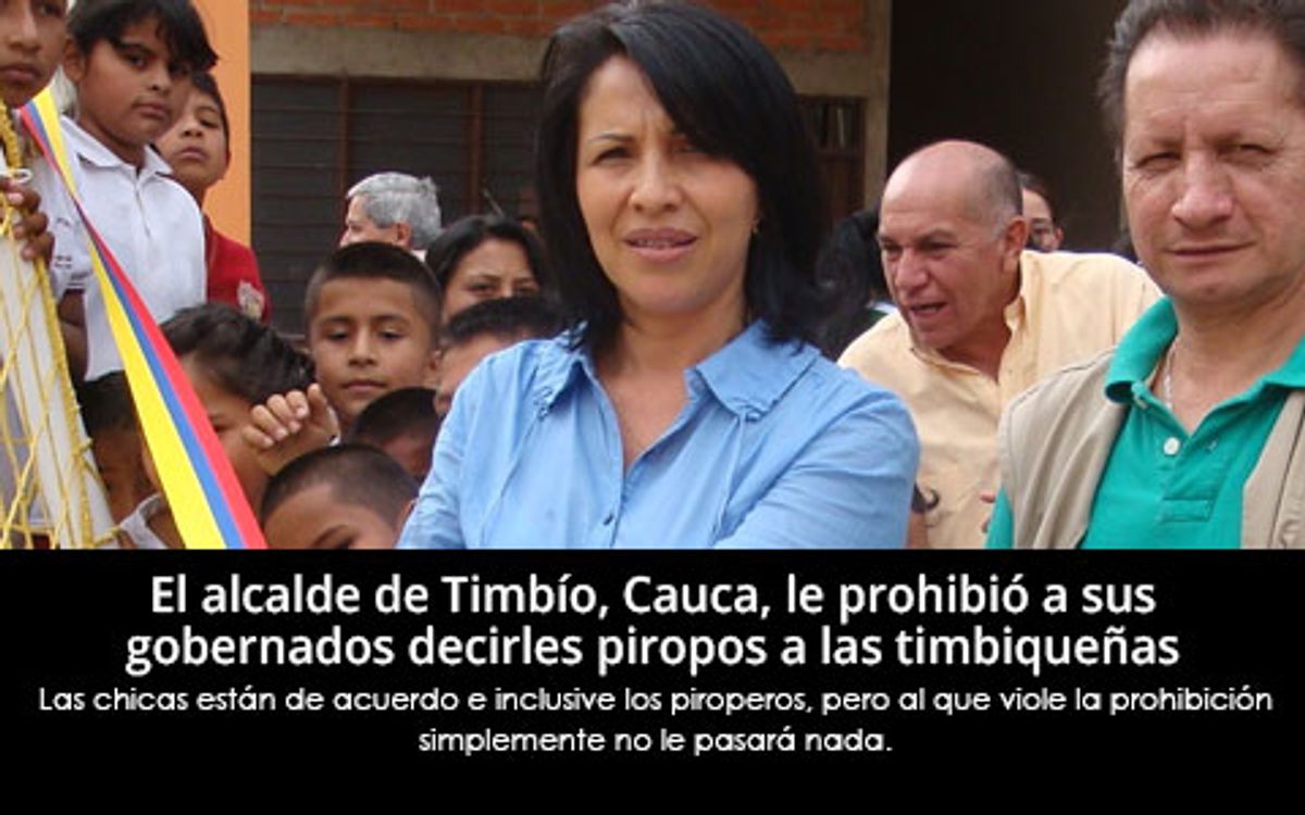 Alcalde de Timbío, Cauca, prohibió que en su pueblo los hombres le digan piropos a las mujeres