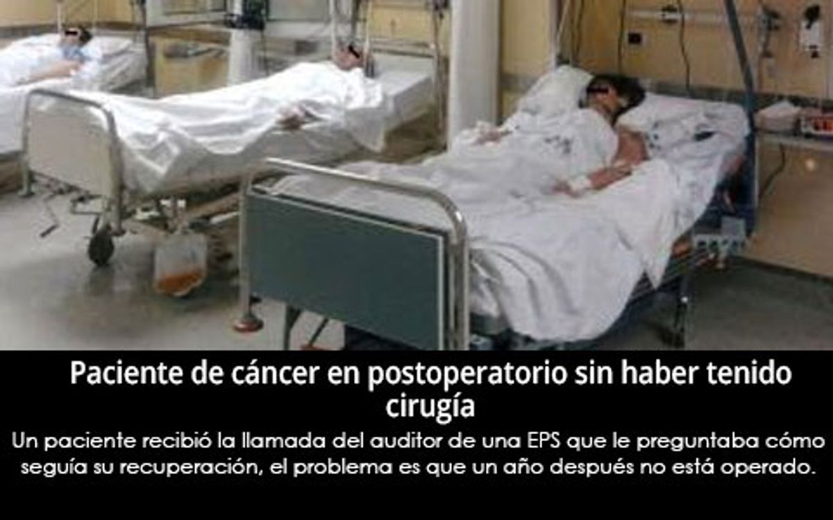 Paciente de cáncer en postoperatorio sin haber tenido cirugía