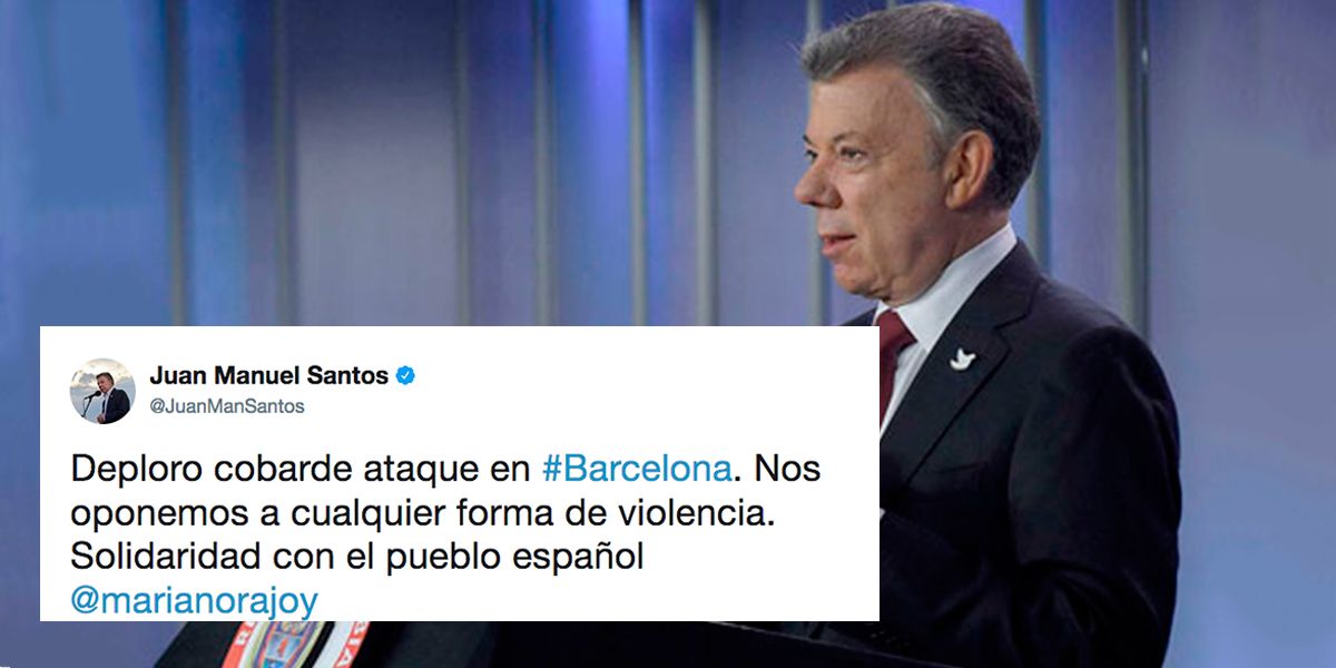 Santos deplora ”cobarde ataque” que causó 13 muertos en Barcelona