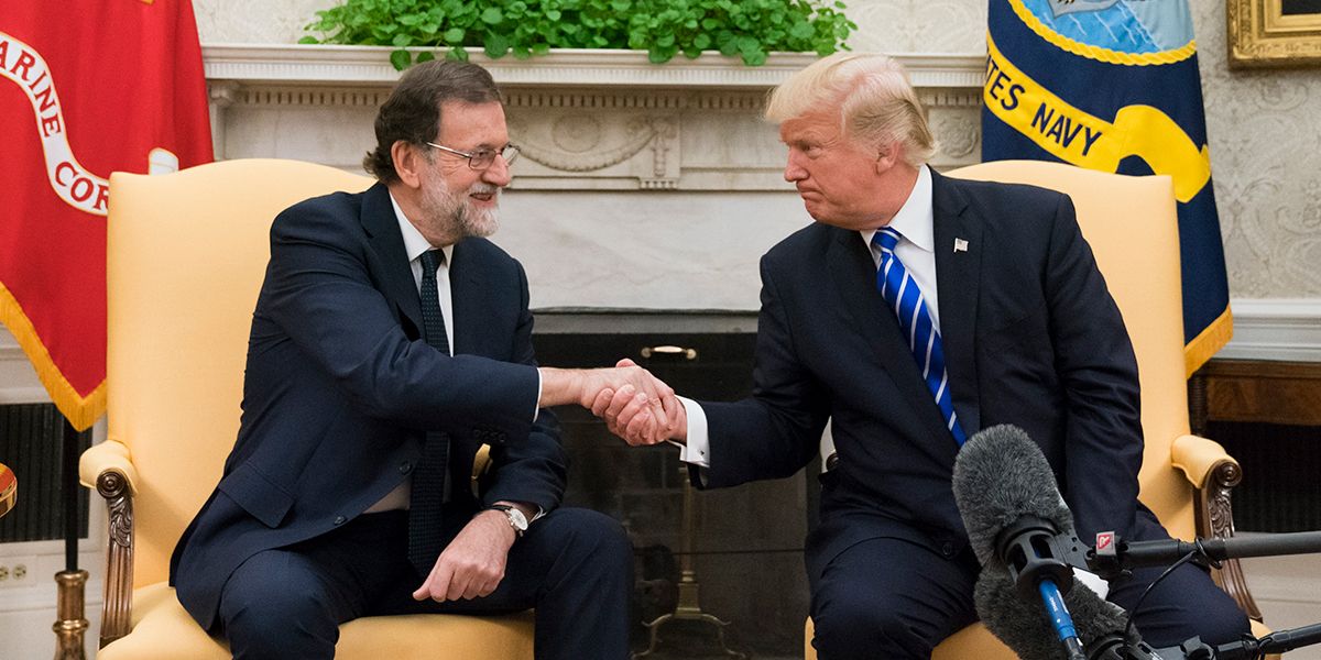 Mariano Rajoy llega a la Casa Blanca para reunirse con el presidente Donald Trump