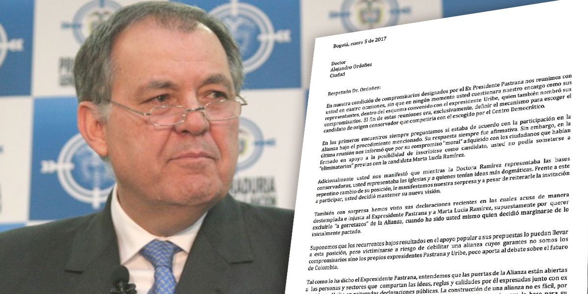 Compromisarios de la alianza Uribe – Pastrana aseguran que Ordóñez se excluyó de los acuerdos