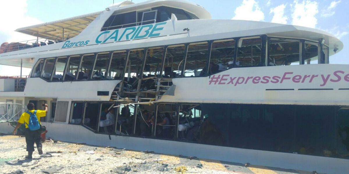 Al menos 12 heridos por explosión en ferry en muelle de Playa del Carmen, México