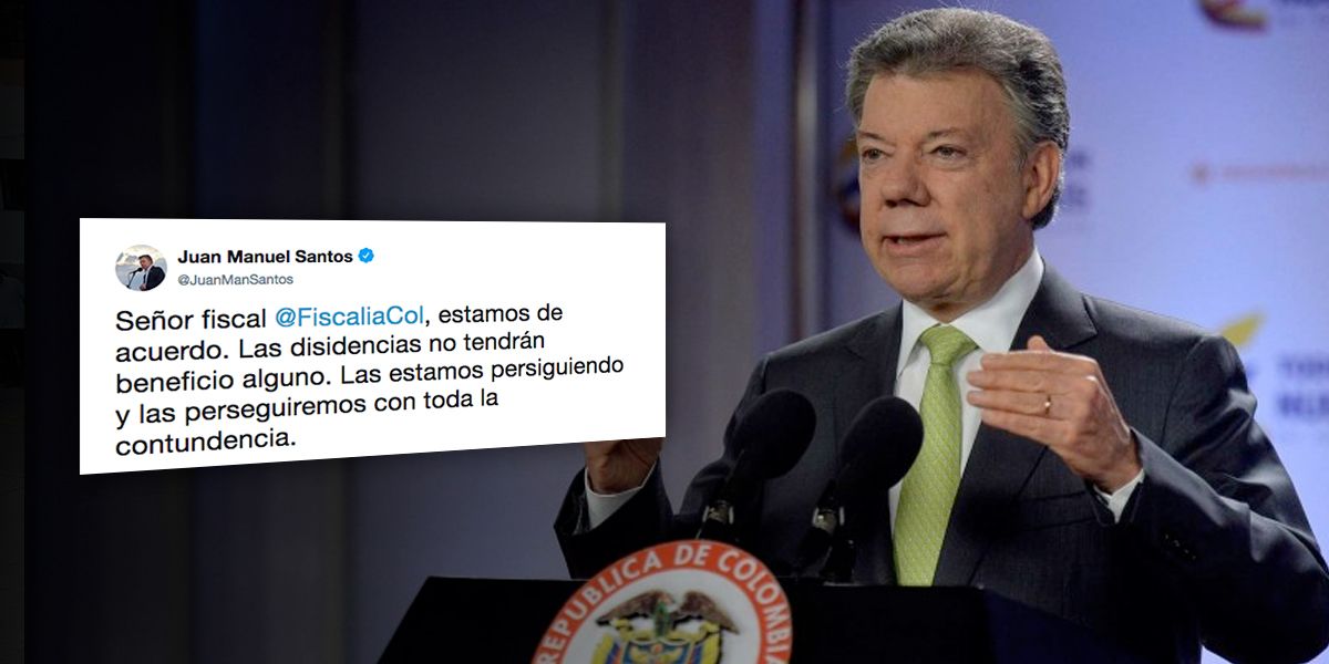 La disidencia no tendrá beneficio alguno: Presidente Santos