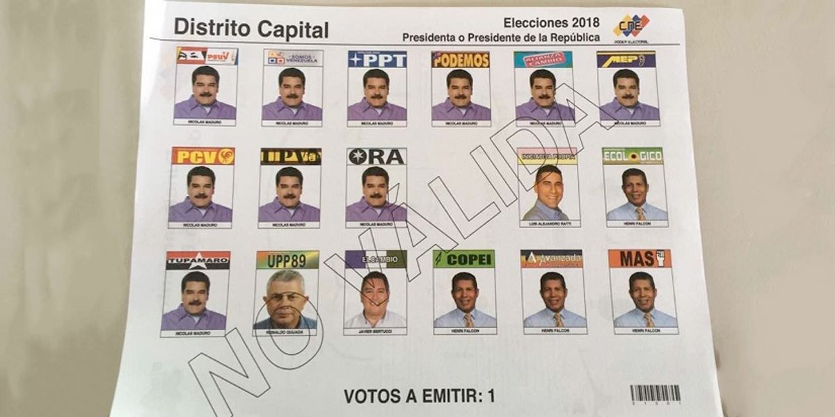 Maduro aparece 10 veces en tarjetón de elecciones presidenciales de Venezuela