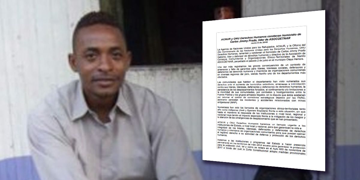ACNUR y ONU Derechos Humanos, condenan homicidio de Carlos Jimmy Prado