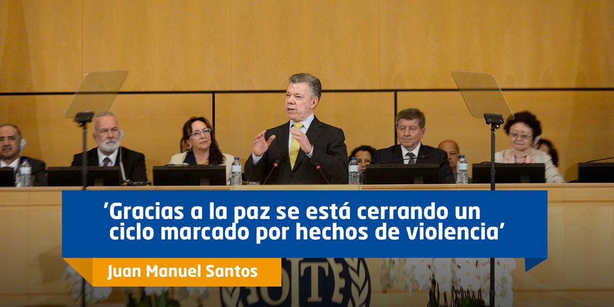 Presidente Santos defiende la justicia social como base de la paz permanente ante la OIT