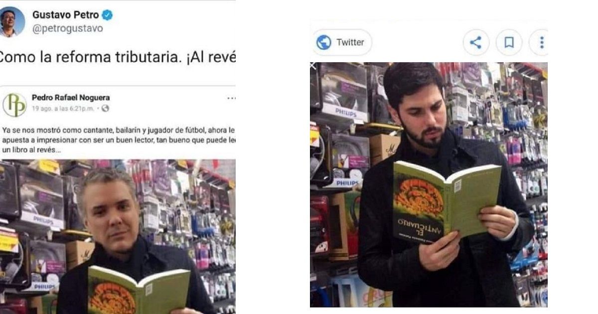 Petro comparte foto de Iván Duque leyendo libro al revés y terminó siendo un montaje