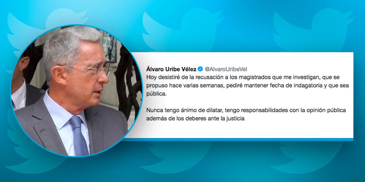 Senador Uribe desistirá de recusación contra magistrados que lo investigan