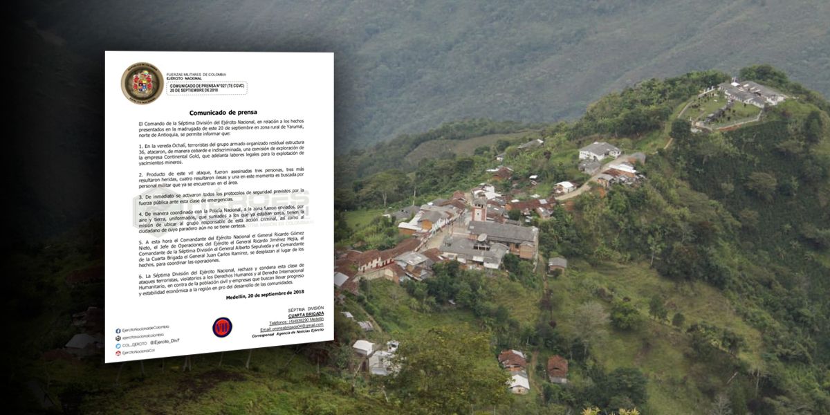 Asesinan a tres geólogos de Continental Gold en Antioquia