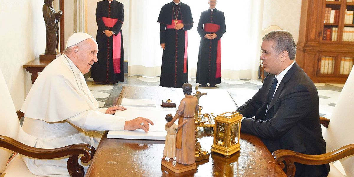 El papa anima al pdte. Duque a ser ‘las manos’ que unan a Colombia
