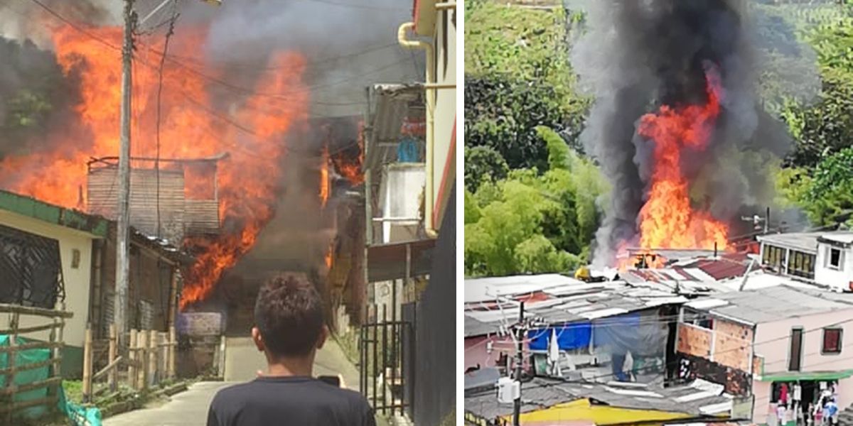 Incendio en Dosquebradas, Risaralda deja varias viviendas destruidas