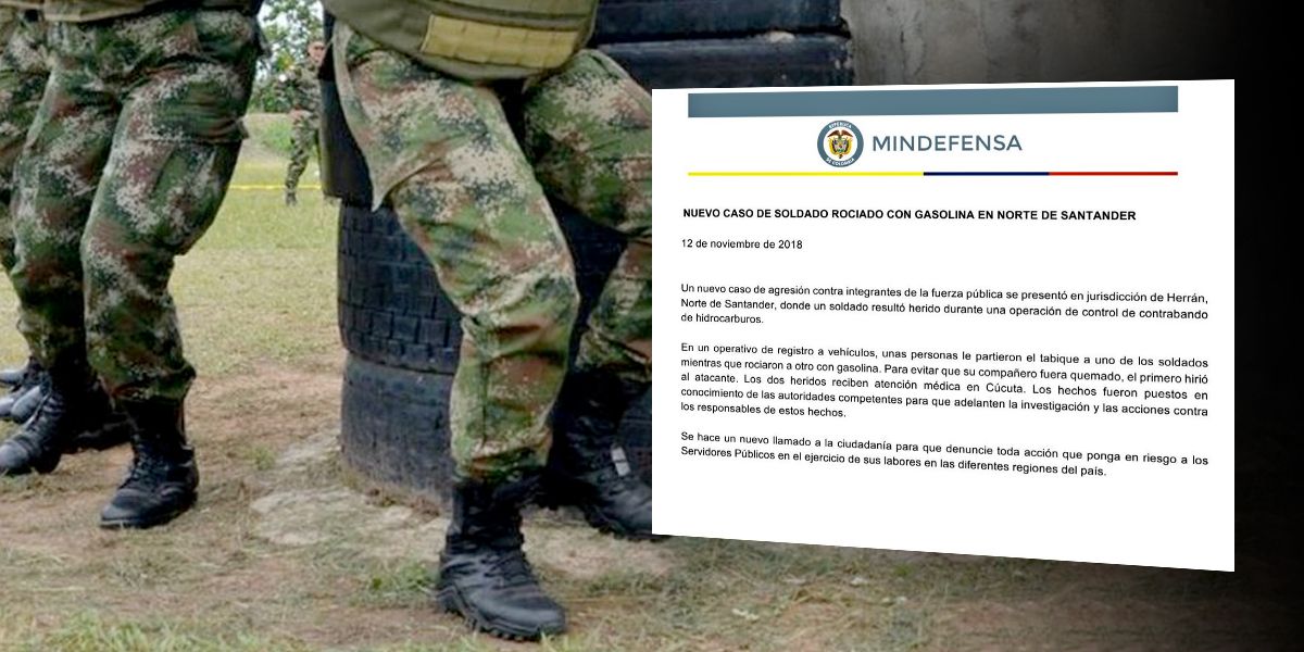 Dos soldados son atacados por contrabandistas de gasolina en Norte de Santander