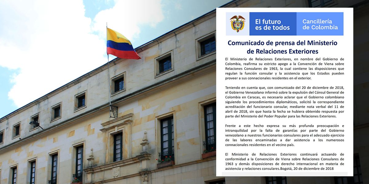 Colombia expresa ‘profunda preocupación’ por expulsión de cónsul en Venezuela