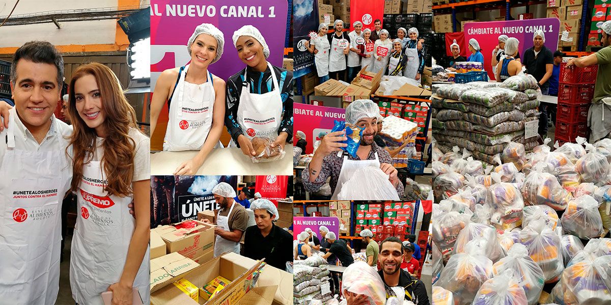 FOTO: Talento Canal 1 apoyando la campaña del Banco de Alimentos / Canal 1.