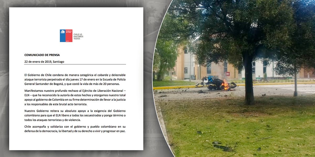 Chile reitera apoyo a Gobierno colombiano tras ataque a la Escuela General Santander