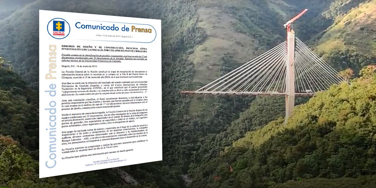 Errores de diseño y construcción, principal línea investigativa en colapso de Puente Chirajara
