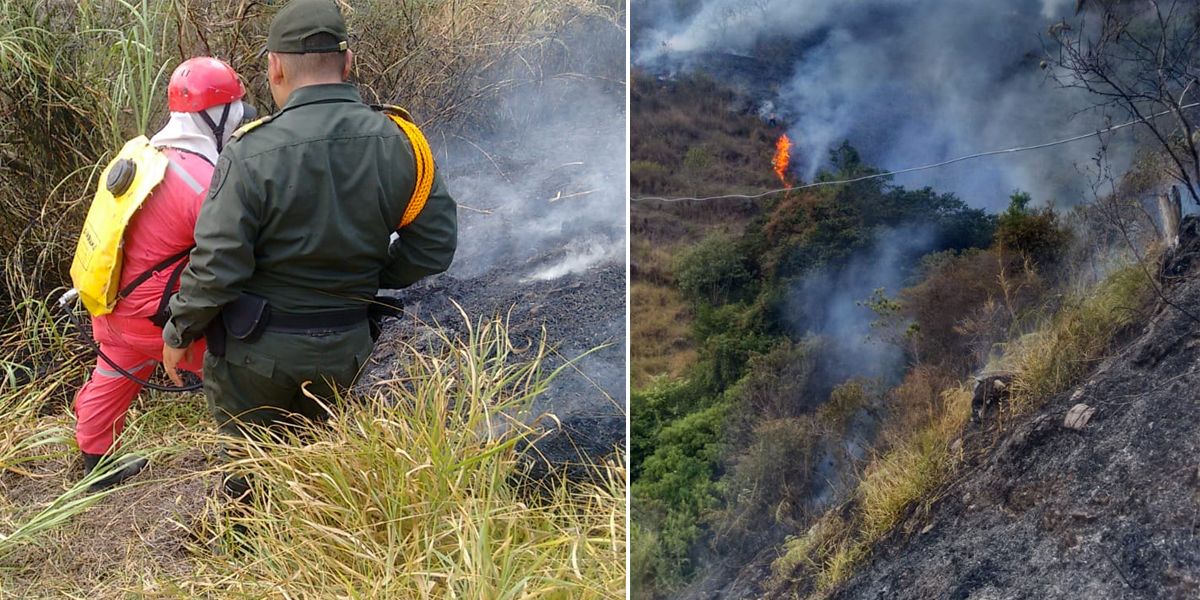 Controlado incendio forestal en el páramo del Almorzadero en Cerrito, Santander
