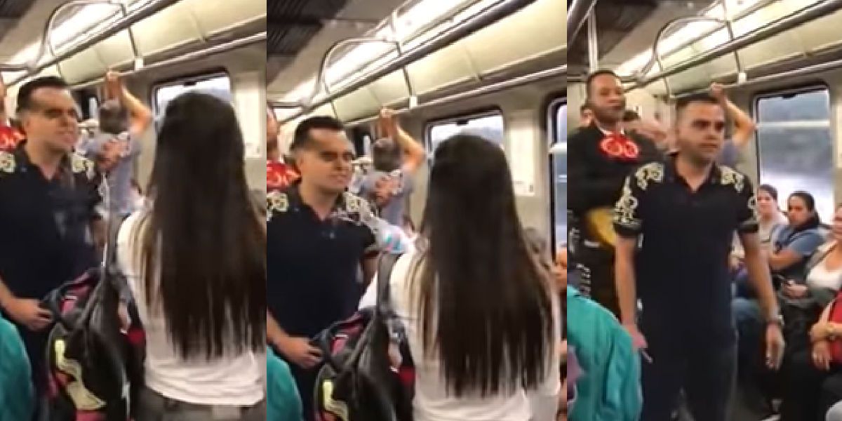 Por ponerle los cachos, cantante sorprende a su “novia” con serenata en pleno Metro de Medellín