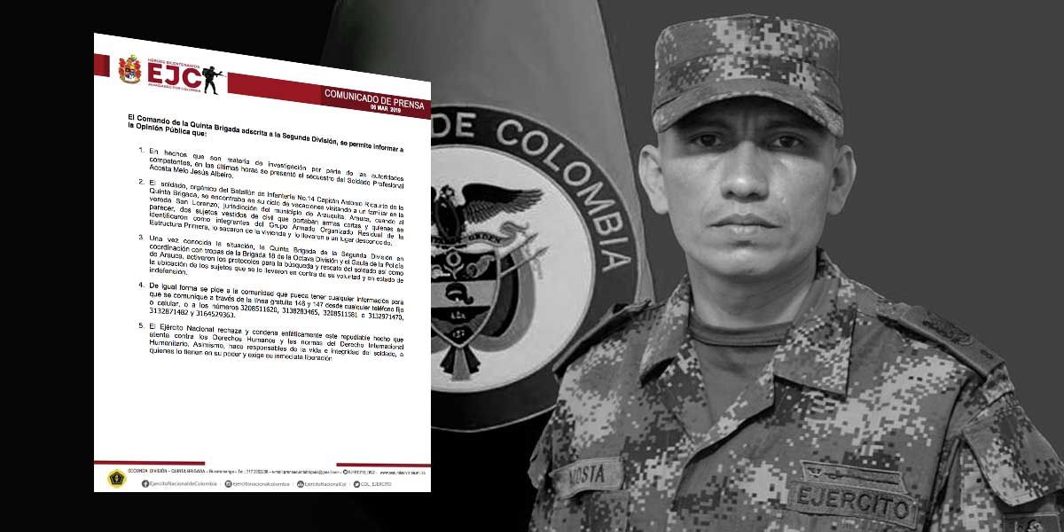 Secuestran a soldado profesional en Arauca