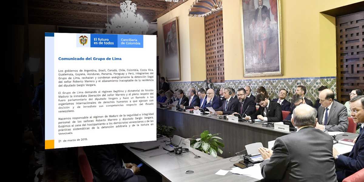 Grupo de Lima condena ‘detención ilegal’ de jefe de despacho de Guaidó