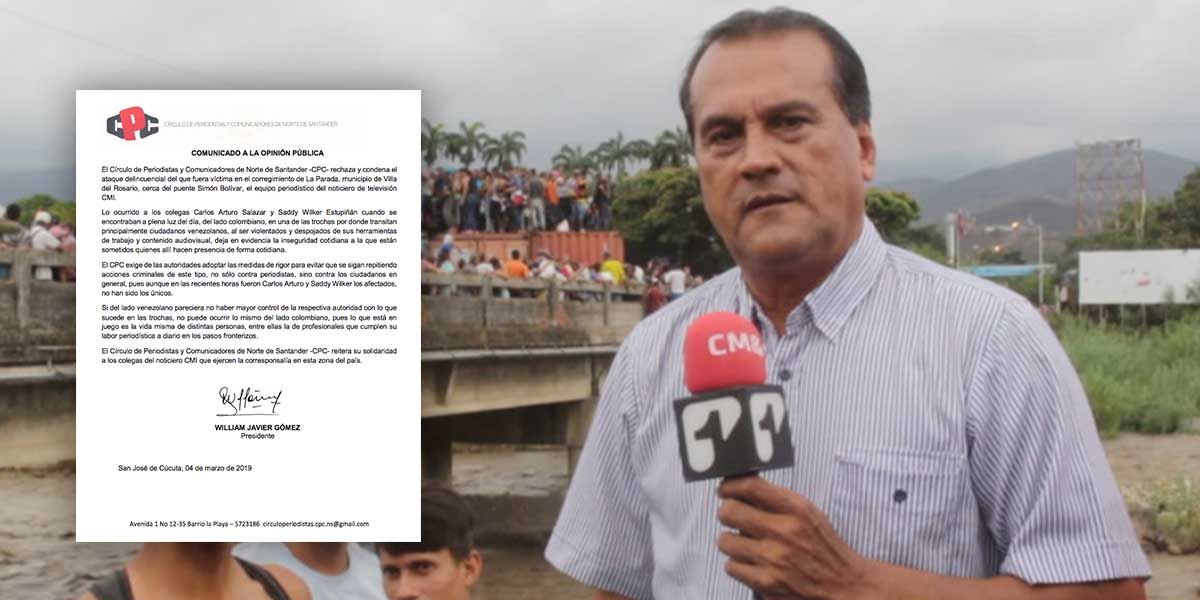 Círculo de Periodistas de N. de Santander condena ataque a equipo periodístico de CM& en frontera con Venezuela