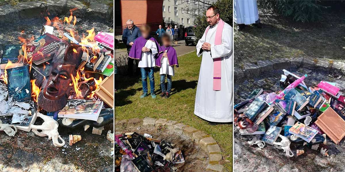 Sacerdotes católicos polacos queman libros de Harry Potter