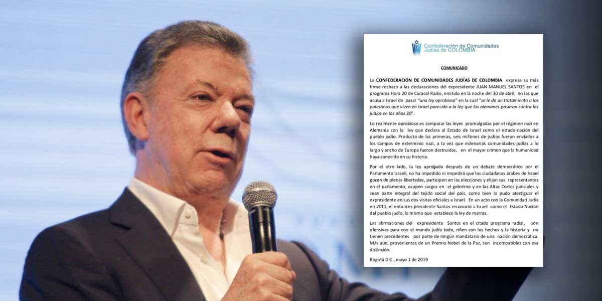 Expdte. Santos se disculpa por comparar ley de Israel con una de nazis