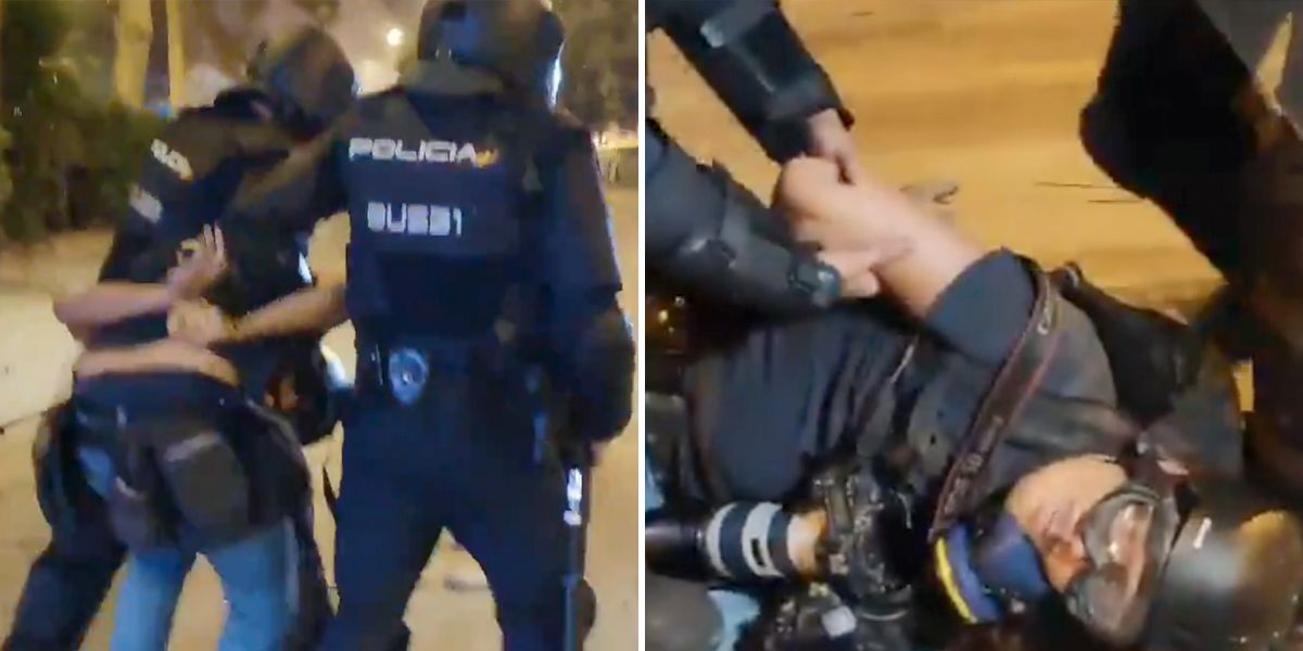 Policía arresta a fotógrafo de El País en medio de las protestas en Cataluña y ante la impotencia de sus colegas