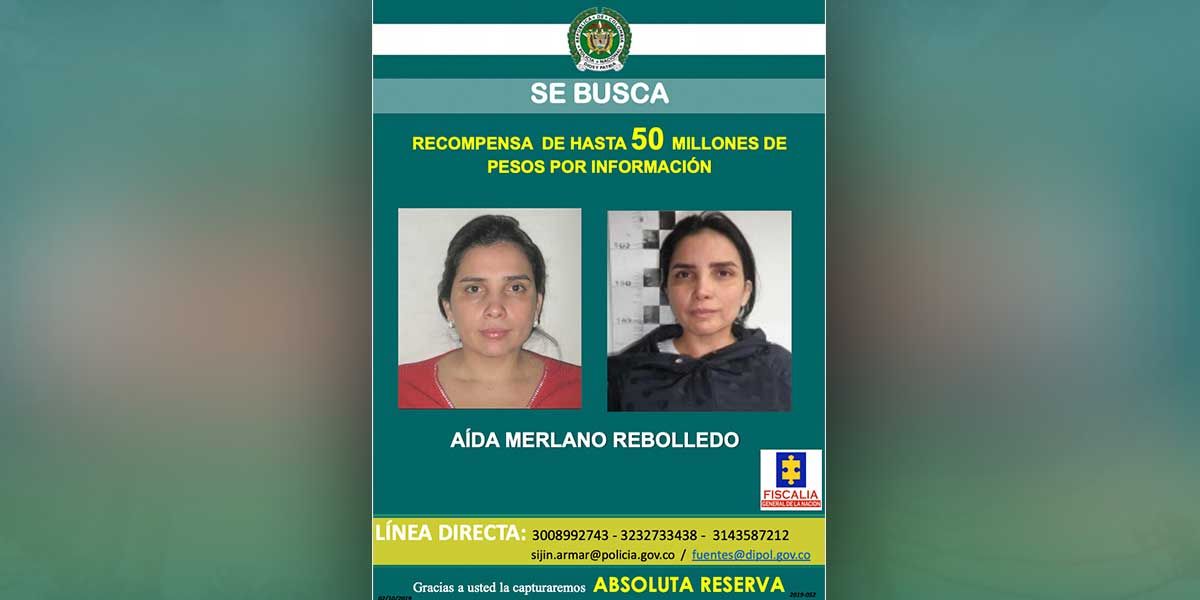 Policía publica volante con recompensa por el paradero de Aida Merlano