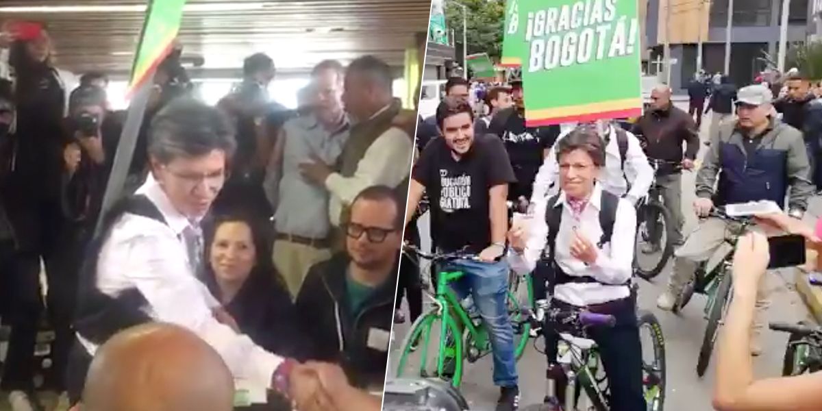 Claudia López llegó en bicicleta a su puesto de votación. Envió un mensaje con Antanas Mockus