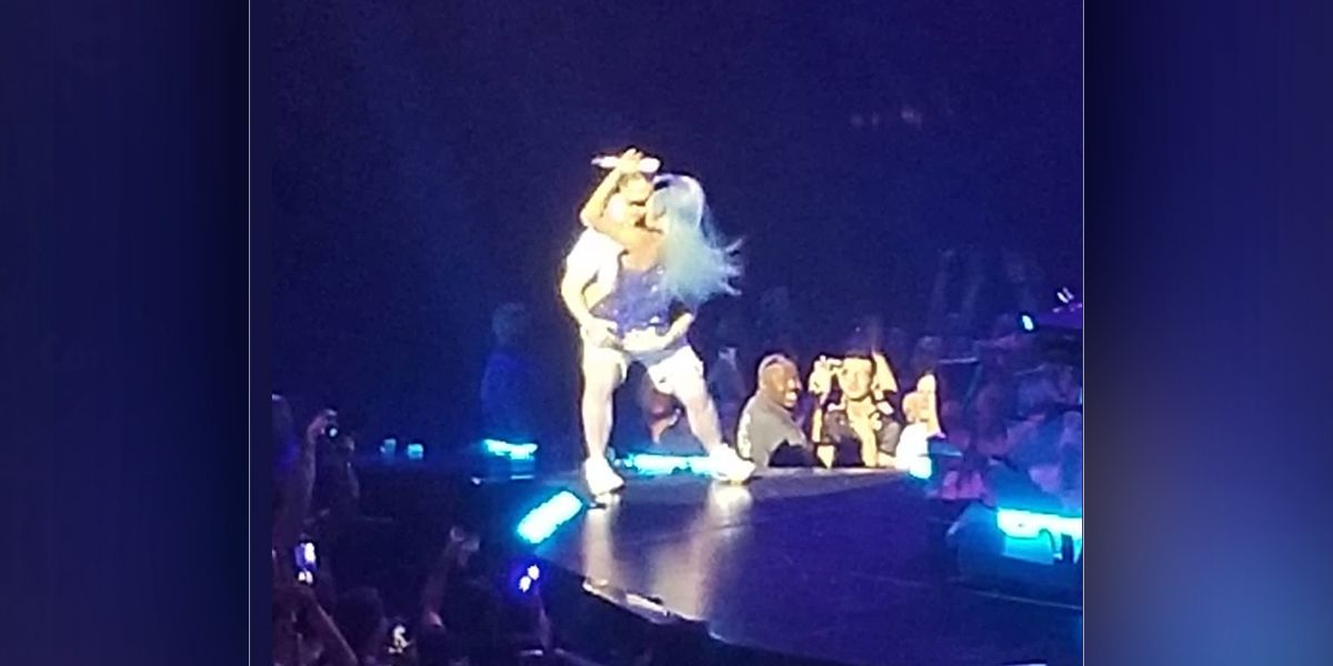 La aparatosa caída de Lady Gaga por intentar subirse encima de un fanático