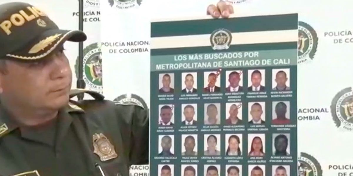 La Policía publicó el cartel de los más buscados en Cali