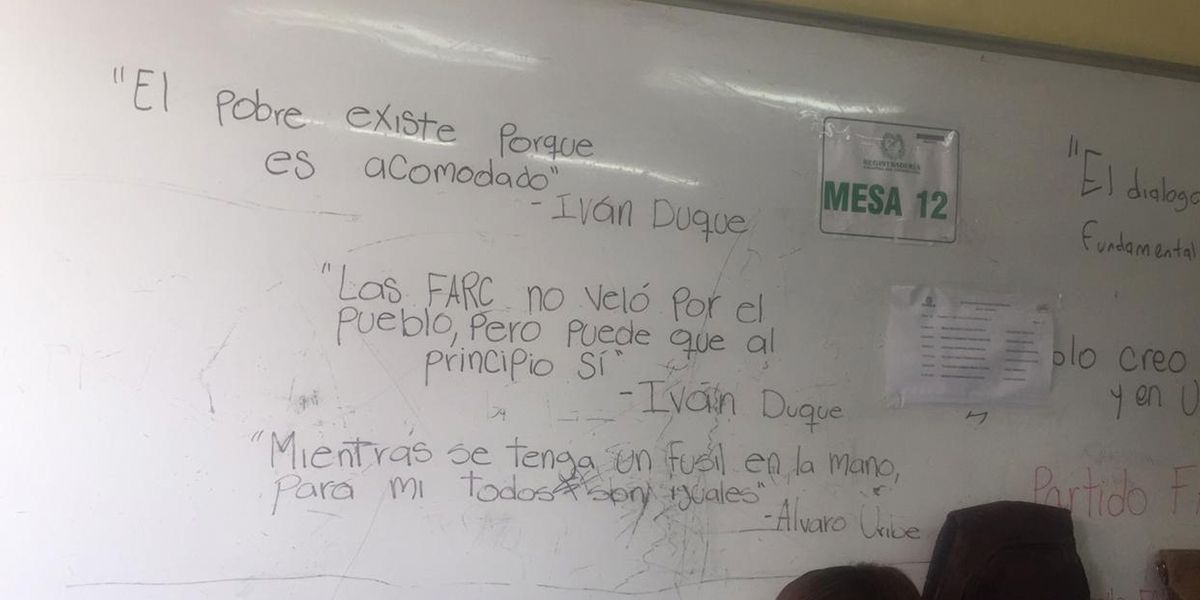 Partido Farc denuncia que dejaron “mensajes intimidantes” en el tablero de un puesto de votación en Medellín