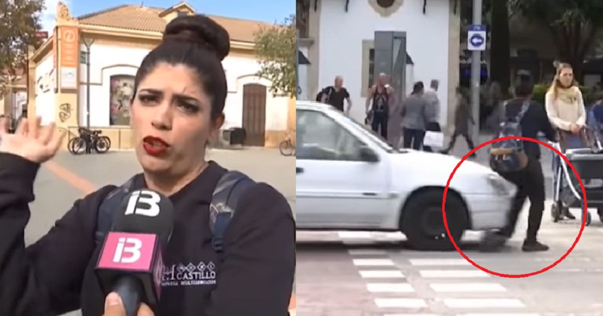 (Video) Mujer respondió entrevista sobre seguridad vial y cuando arrancó, la atropellaron