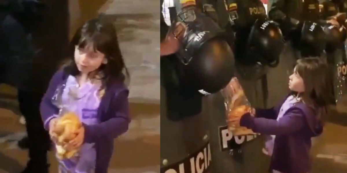 El conmovedor gesto de una niña con la Policía en el paro nacional del 21N