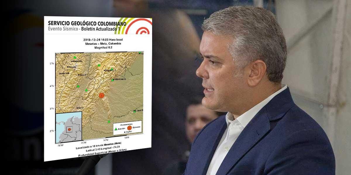 Presidente Duque ordena planes de contingencia y monitoreo tras sismos en el país