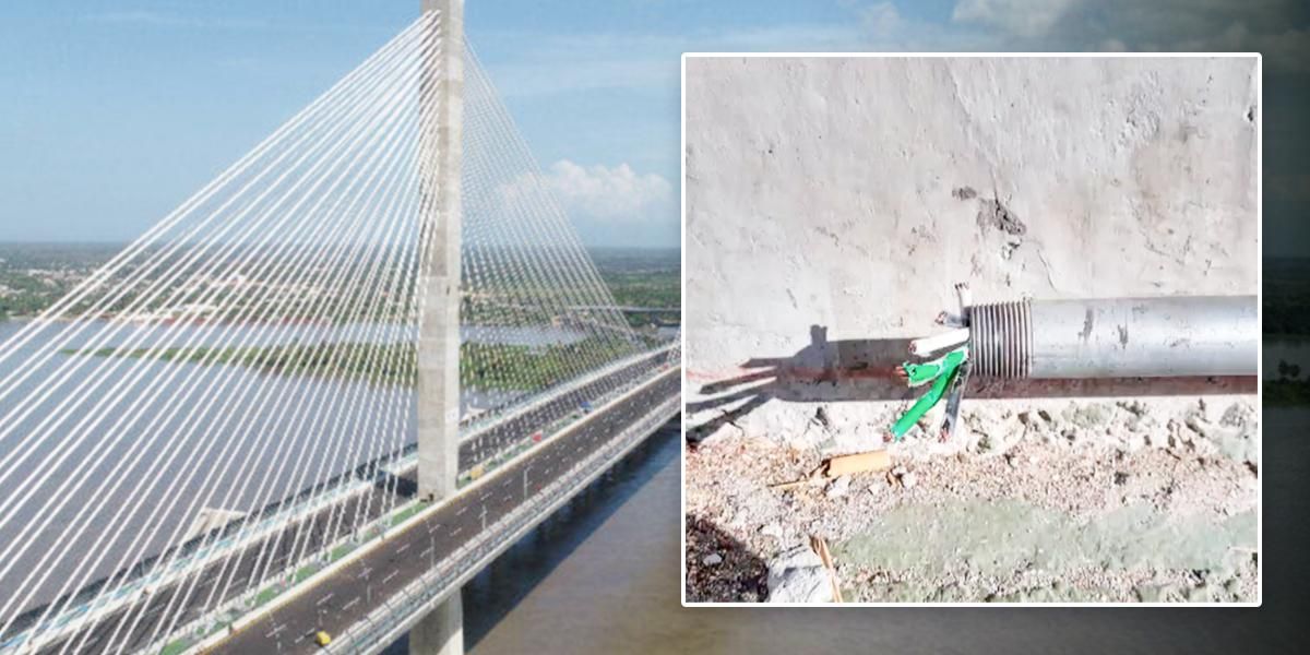 Roban partes del puente Pumarejo que no lleva ni dos meses de inaugurado
