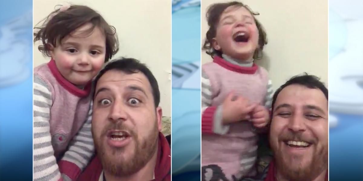 Estremecedor video: padre inventa un juego para distraer a su pequeña hija del horror de la guerra