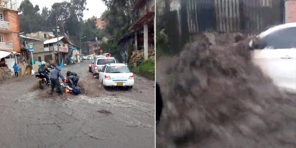 Colapsa vía a La Calera por lluvias: piedras y palos bajan por la carretera