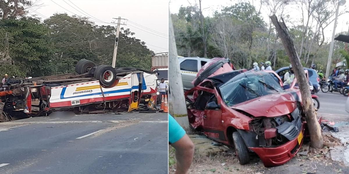 Un muerto y 17 heridos deja accidente de tránsito en vía a Cartagena