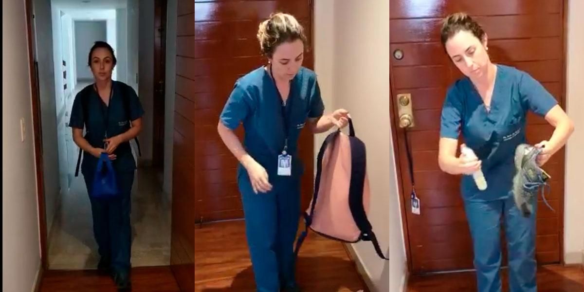 Video: ¿cuál es el proceso de limpieza de los profesionales de la salud al llegar a sus casas?