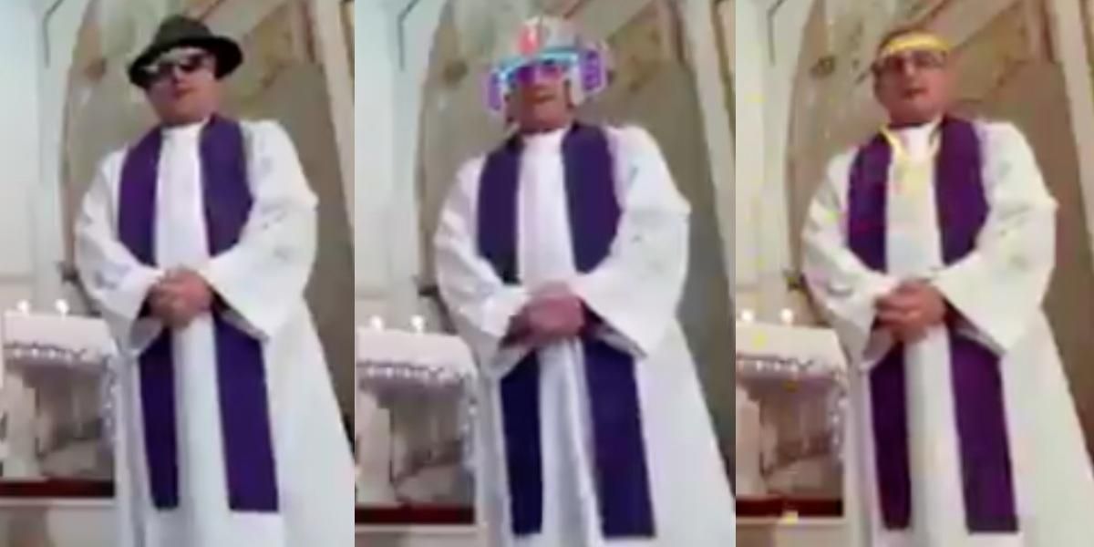 Sacerdote transmitió misa en vivo y sin querer activó filtros
