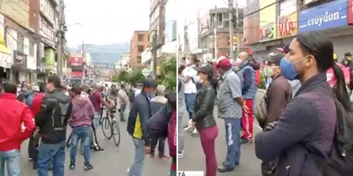 Comerciantes del barrio Restrepo protestan por las nuevas medidas de aislamiento