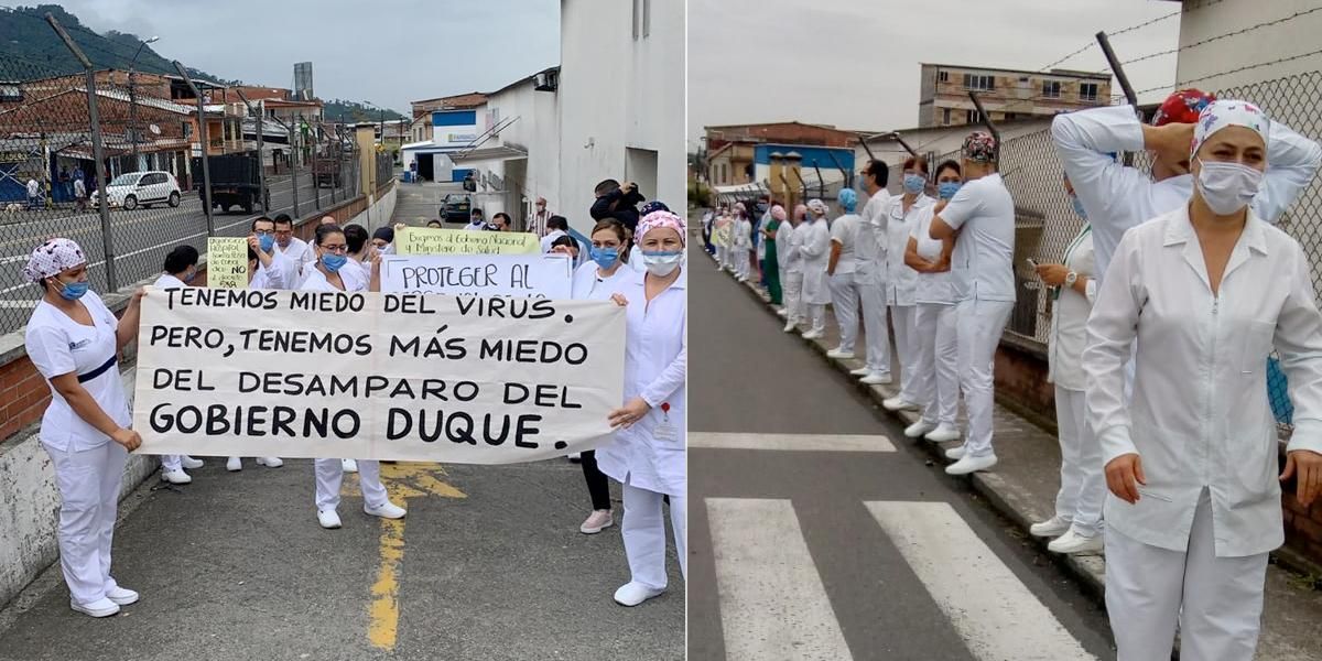 Profesionales de la salud protestan en Santa Rosa de Cabal, Risaralda