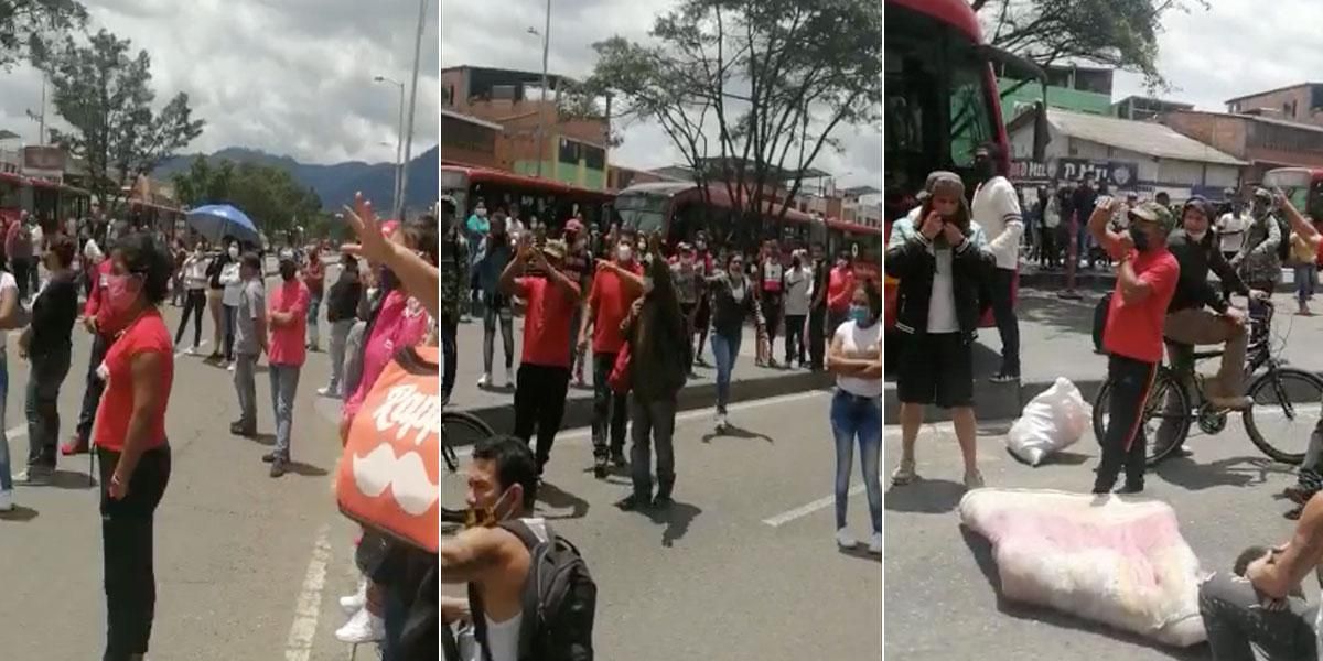 Manifestantes que piden ayuda al Gobierno bloquean estaciones en el sur de Bogotá