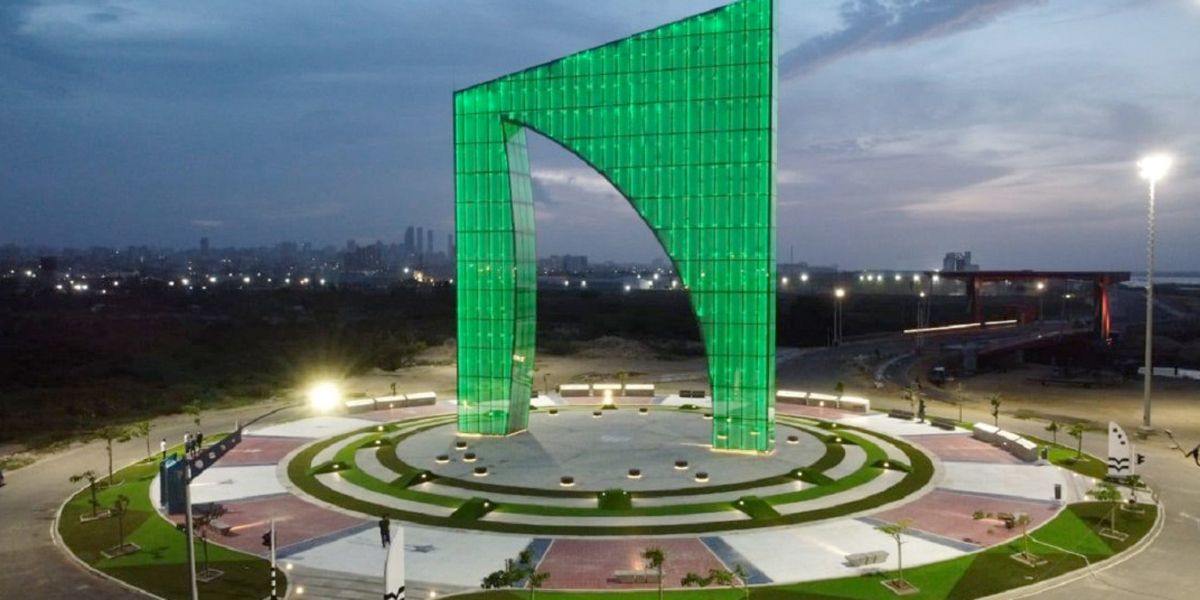 Monumento al Junior de Barranquilla se vistió de verde y por una buena causa