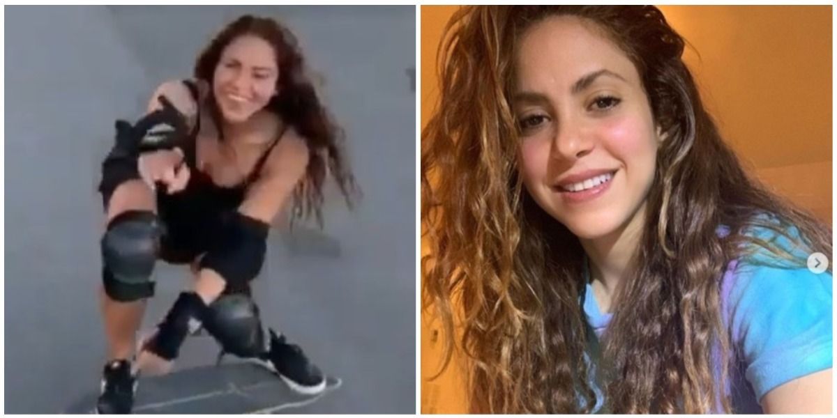 Shakira montando patineta