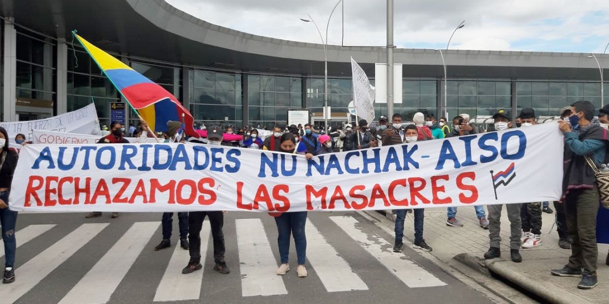 Por varias horas, movimiento indígena AISO se tomó El Dorado para rechazar masacres de líderes sociales